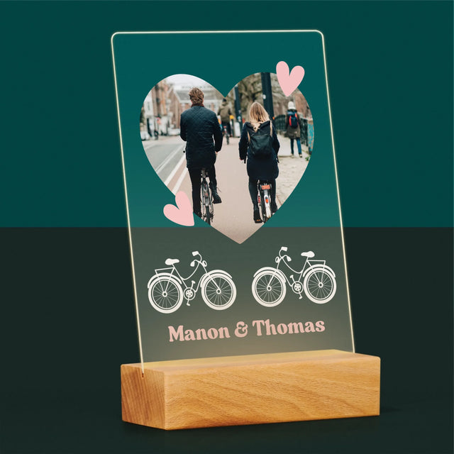 La Photo Et Un Texte: Couple De Cyclistes - Impression Sur Verre Acrylique