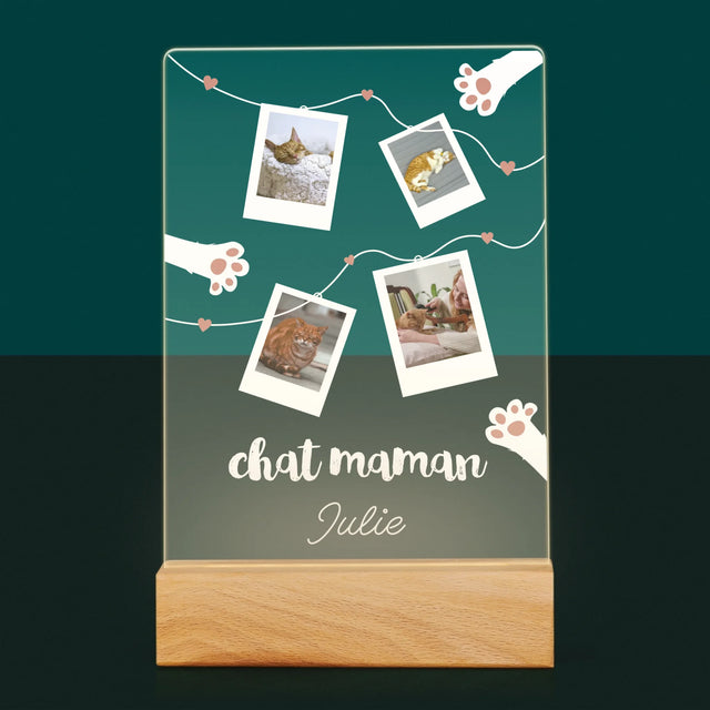 Le Collage Photo: Chat Maman Polaroïds - Impression Sur Verre Acrylique