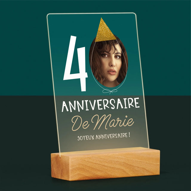 La Photo Et Un Texte: Chapeau Le 40E Anniversaire - Impression Sur Verre Acrylique