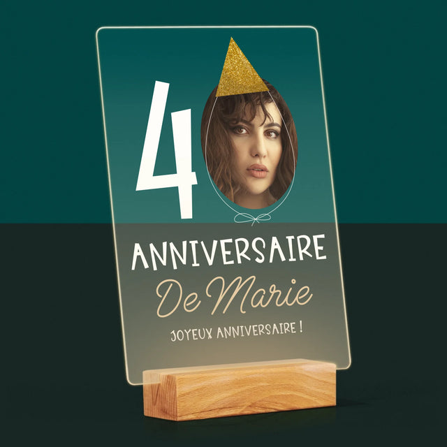 La Photo Et Un Texte: Chapeau Le 40E Anniversaire - Impression Sur Verre Acrylique