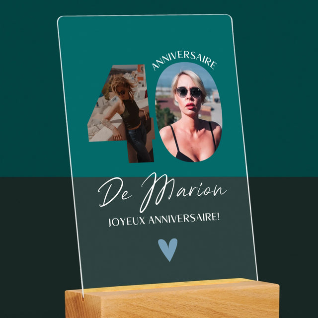 Collage Photo De Lettre: 40 Ans, Des Beaux Moments - Impression Sur Verre Acrylique