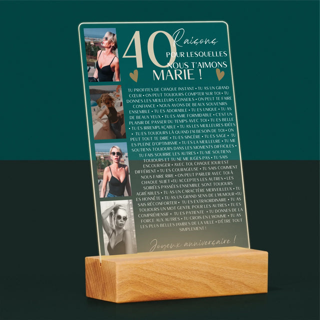 Le Collage Photo: 40 Raisons - Impression Sur Verre Acrylique