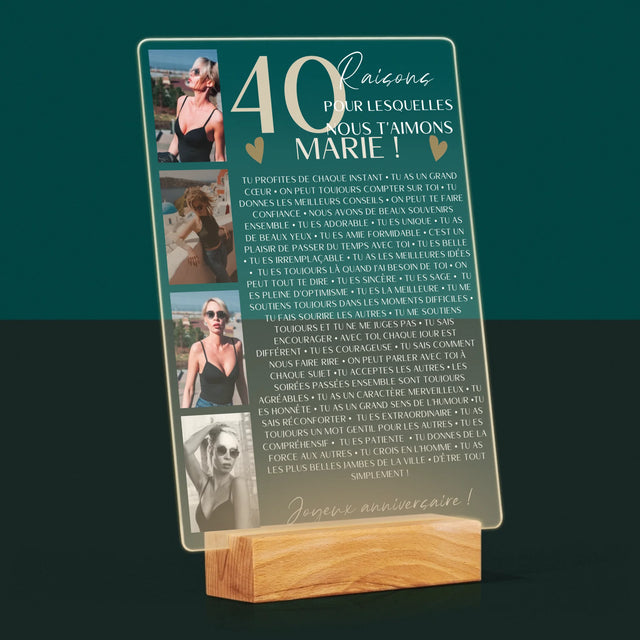 Le Collage Photo: 40 Raisons - Impression Sur Verre Acrylique