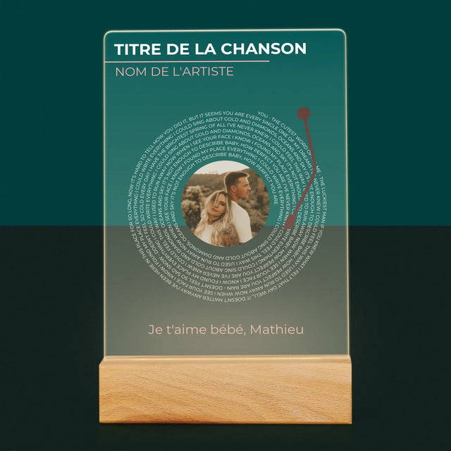 La Photo Et Un Texte: Notre Chanson Disque Vinyle - Impression Sur Verre Acrylique