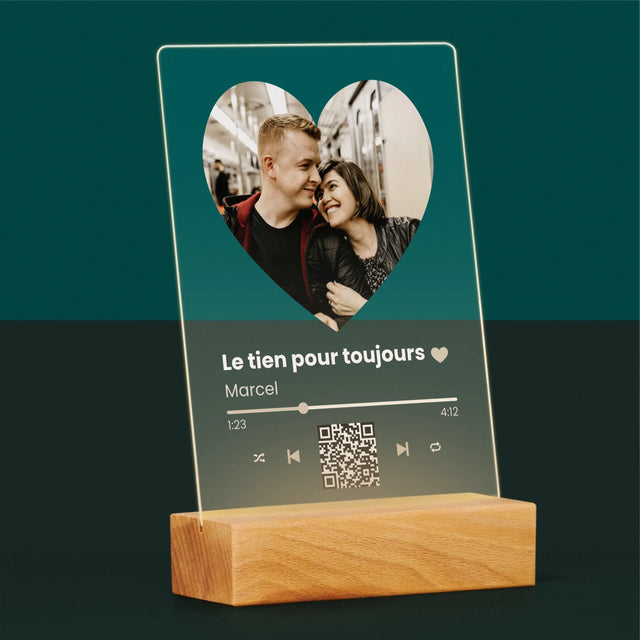 La Photo Et Un Texte: Notre Chanson Cœur Code Qr - Impression Sur Verre Acrylique