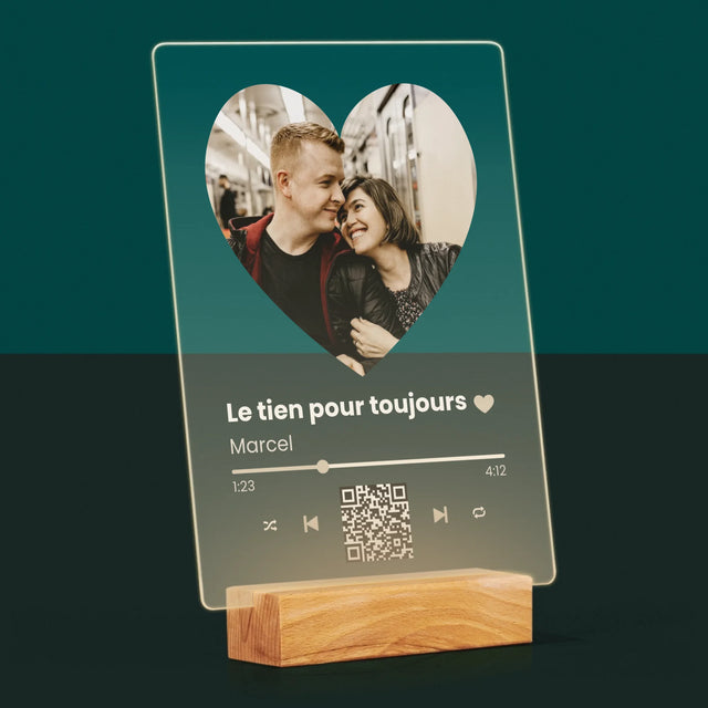 La Photo Et Un Texte: Notre Chanson Cœur Code Qr - Impression Sur Verre Acrylique
