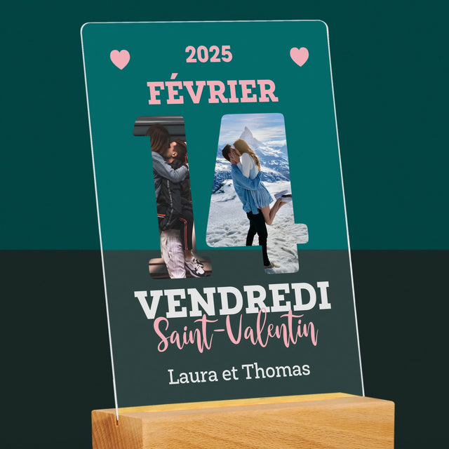 Collage Photo De Lettre: Carte Calendrier Saint-Valentin - Impression Sur Verre Acrylique