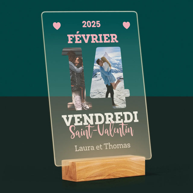 Collage Photo De Lettre: Carte Calendrier Saint-Valentin - Impression Sur Verre Acrylique