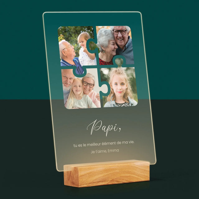 Le Collage Photo: Casse-Tête, Un Cœur Pour Grand-Papa - Impression Sur Verre Acrylique