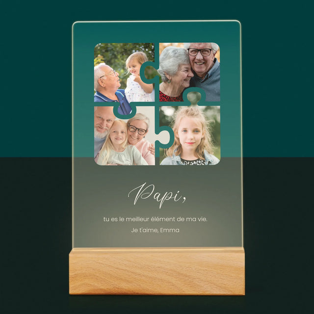 Le Collage Photo: Casse-Tête, Un Cœur Pour Grand-Papa - Impression Sur Verre Acrylique