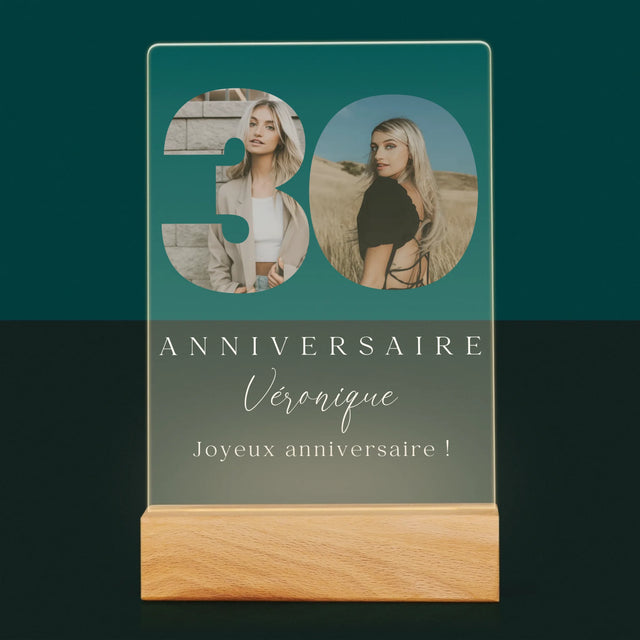 Collage Photo De Lettre: 30E Anniversaire Et Texte En Bas - Impression Sur Verre Acrylique