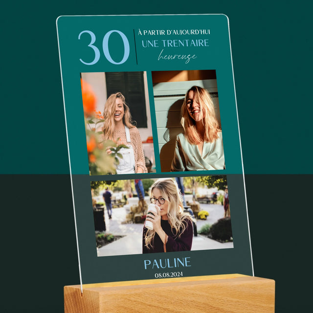 Le Collage Photo: À Partir D'Aujourd'Hui 30 Heureuse - Impression Sur Verre Acrylique