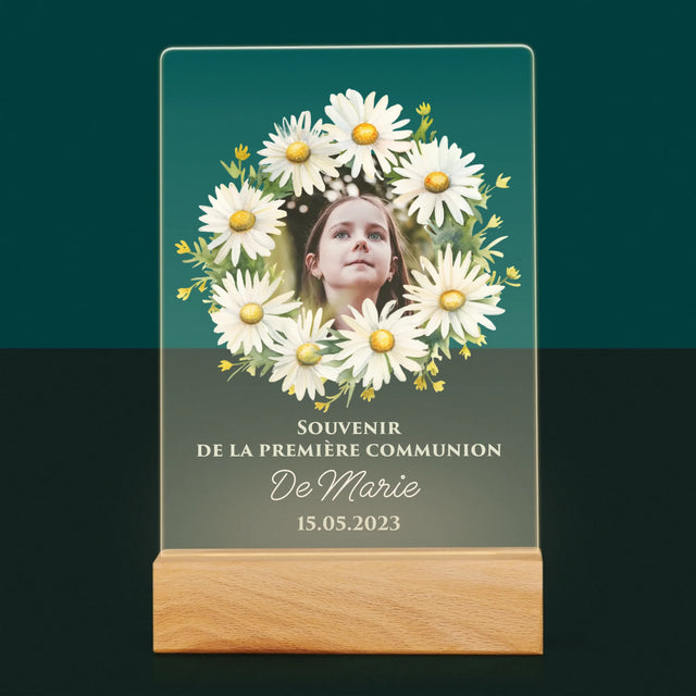 La Photo Et Un Texte: Souvenir De Communion, Marguerites - Impression Sur Verre Acrylique