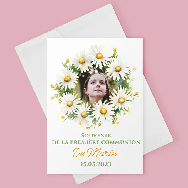 La Photo Et Un Texte: Souvenir De Communion, Marguerites - Carte De Vœux