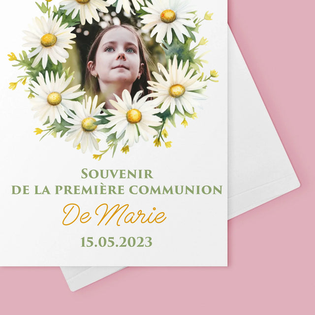 La Photo Et Un Texte: Souvenir De Communion, Marguerites - Carte De Vœux