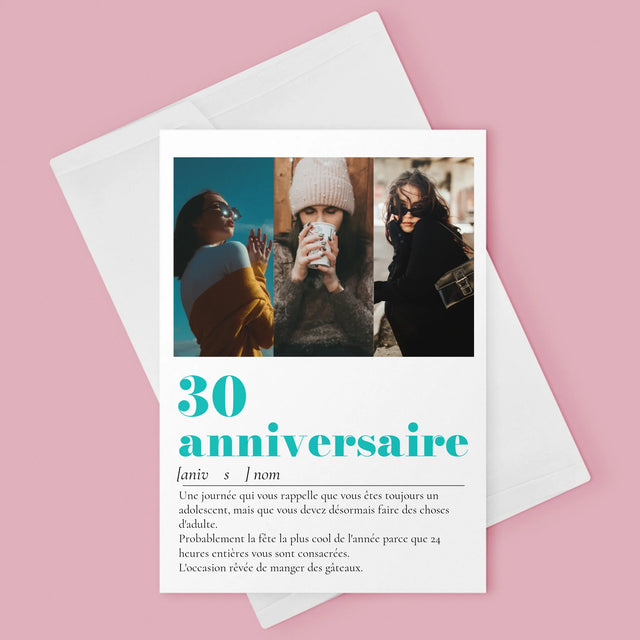 Le Collage Photo: 30E Anniversaire, Définition - Carte De Vœux