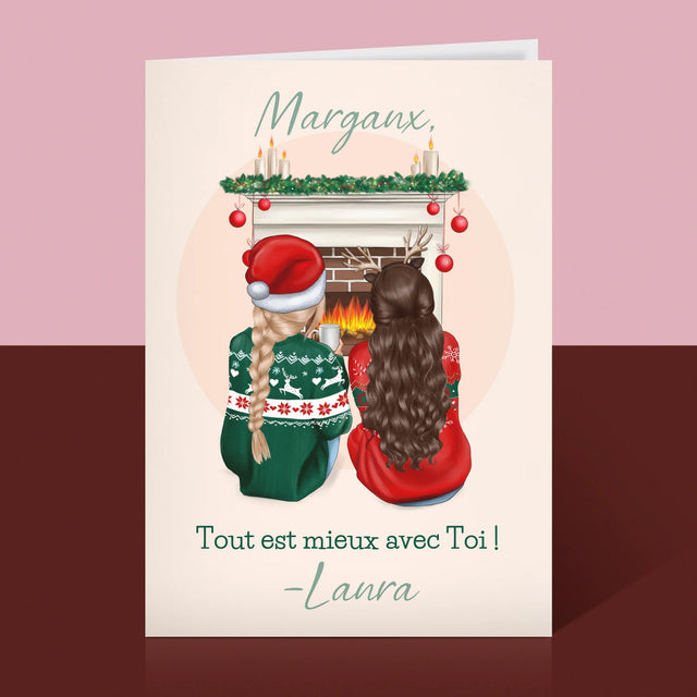 La Création Du Personnage: Les Meilleures Amies À Noël - Carte De Vœux