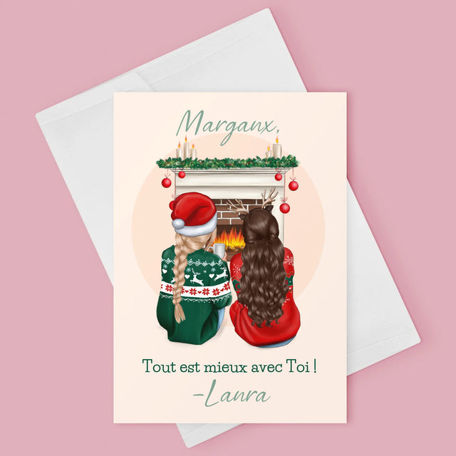 La Création Du Personnage: Les Meilleures Amies À Noël - Carte De Vœux