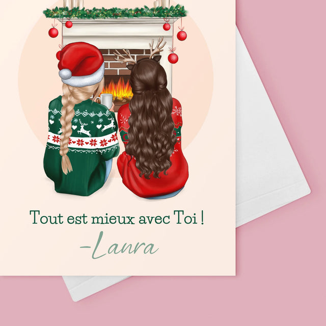 La Création Du Personnage: Les Meilleures Amies À Noël - Carte De Vœux