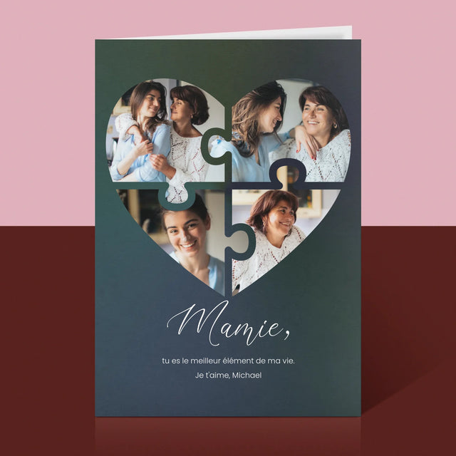 Le Collage Photo: Casse-Tête, Un Cœur Pour Grand-Mère - Carte De Vœux