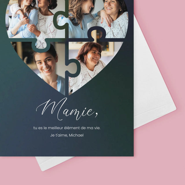Le Collage Photo: Casse-Tête, Un Cœur Pour Grand-Mère - Carte De Vœux