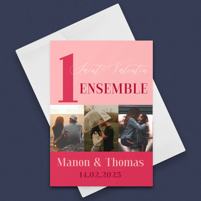 Le Collage Photo: Première Saint-Valentin Ensemble - Carte De Vœux