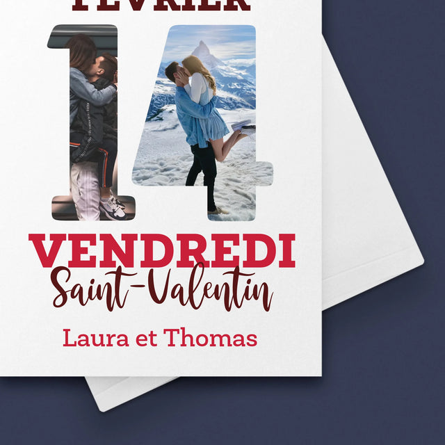 Collage Photo De Lettre: Carte Calendrier Saint-Valentin - Carte De Vœux