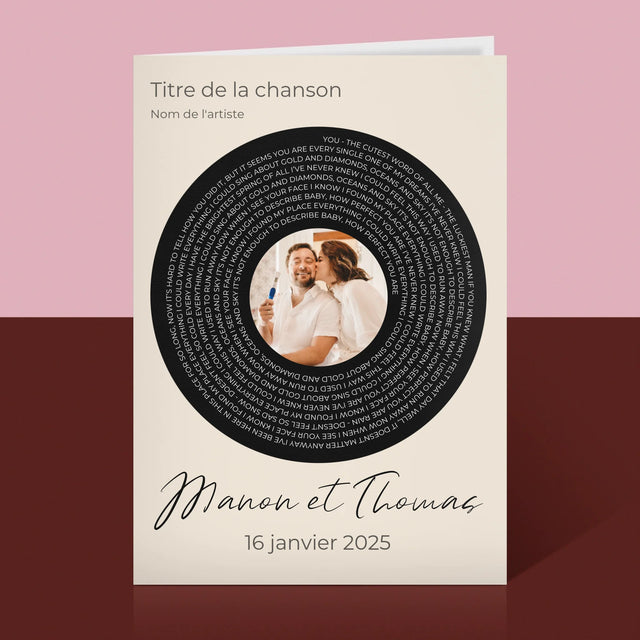 La Photo Et Un Texte: Paroles De Chanson Avec Votre Photo - Carte De Vœux