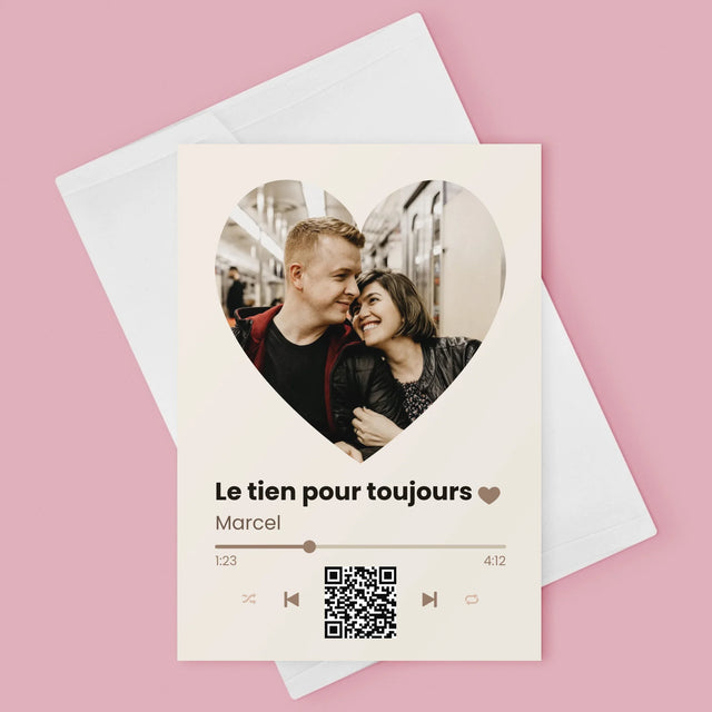 La Photo Et Un Texte: Notre Chanson Cœur Code Qr - Carte De Vœux