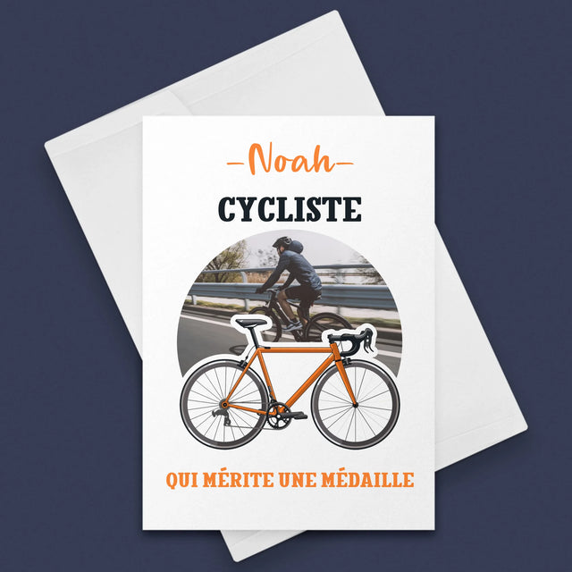 La Photo Et Un Texte: Cycliste Qui Mérite Une Médaille - Carte De Vœux