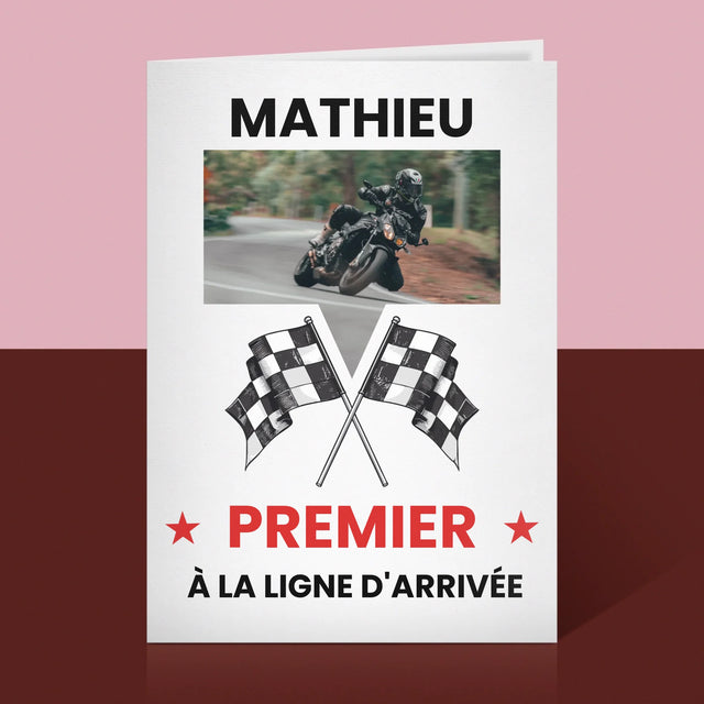 La Photo Et Un Texte: Premier À La Ligne D'Arrivée - Carte De Vœux