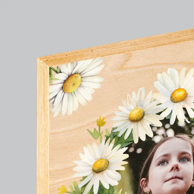 La Photo Et Un Texte: Souvenir De Communion, Marguerites - Impression Sur Bois
