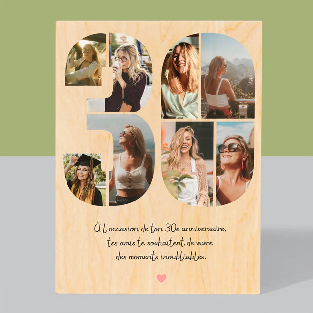 Le Collage Photo: 30E Anniversaire, Vœux - Impression Sur Bois