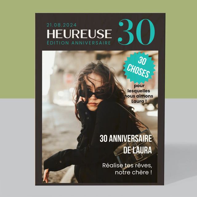 La Couverture De Magazine: Heureuse 30 - Impression Sur Bois