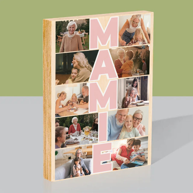 Le Collage Photo: Mamie - Impression Sur Bois