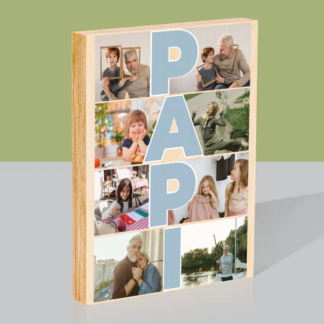 Le Collage Photo: Papi - Impression Sur Bois
