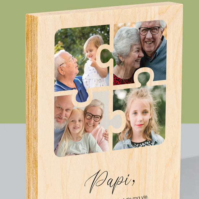 Le Collage Photo: Casse-Tête, Un Cœur Pour Grand-Papa - Impression Sur Bois