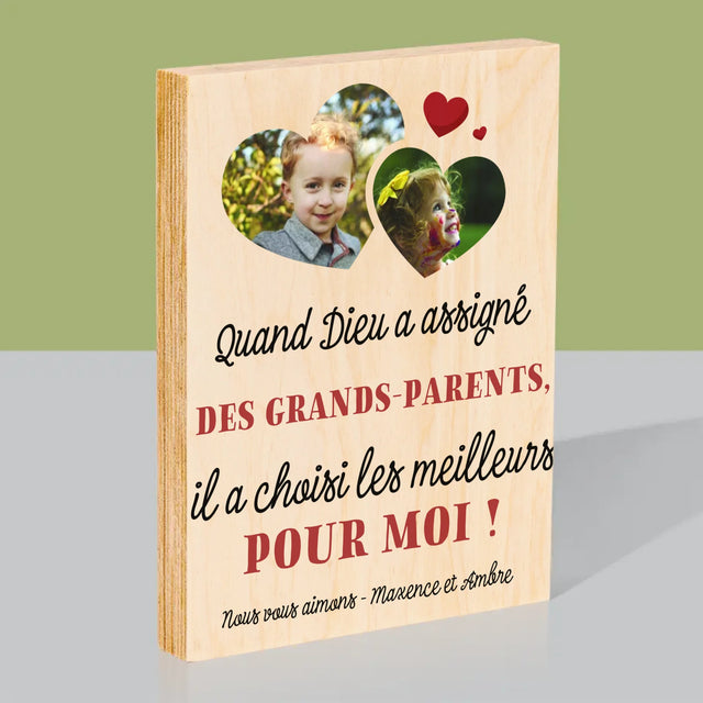 Le Collage Photo: Quand Dieu A Assigné Les Grands-Parents - Impression Sur Bois