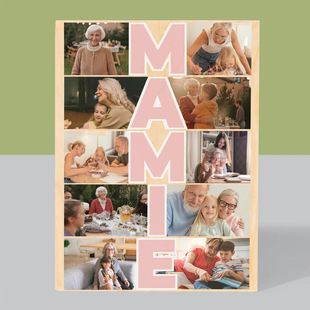 Le Collage Photo: Mamie - Impression Sur Bois
