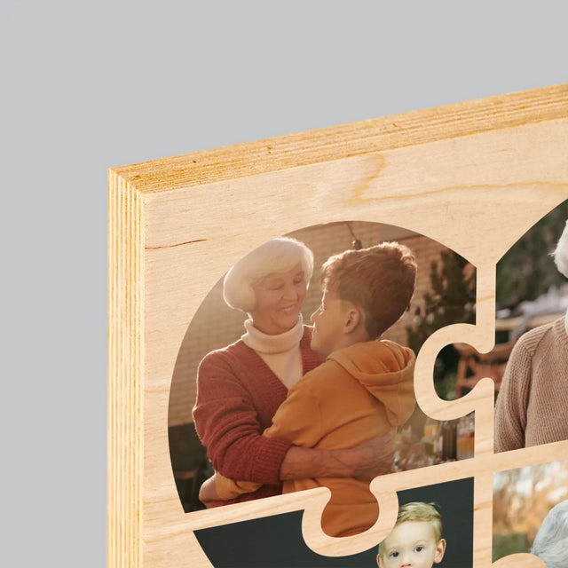 Le Collage Photo: Casse-Tête, Un Cœur Pour Grand-Mère - Impression Sur Bois