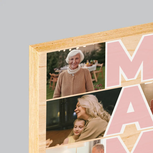 Le Collage Photo: Mamie - Impression Sur Bois