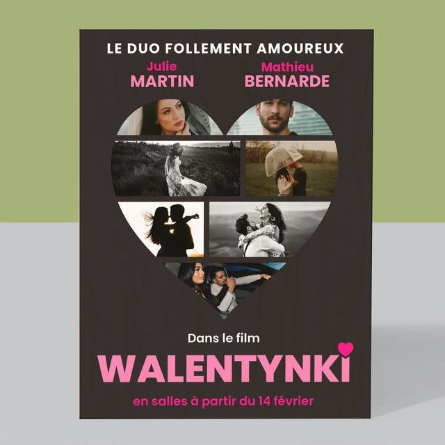 Le Collage Photo: Saint-Valentin Affiche Du Film - Impression Sur Bois