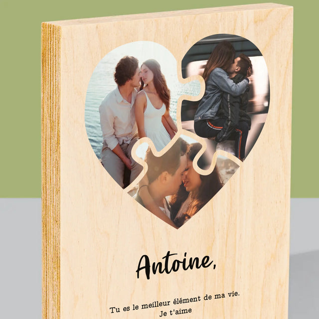 Le Collage Photo: Puzzle De La Saint-Valentin - Impression Sur Bois