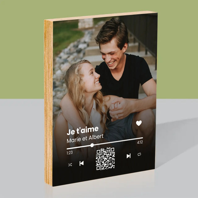 La Photo Et Un Texte: Votre Chanson Code Qr - Impression Sur Bois