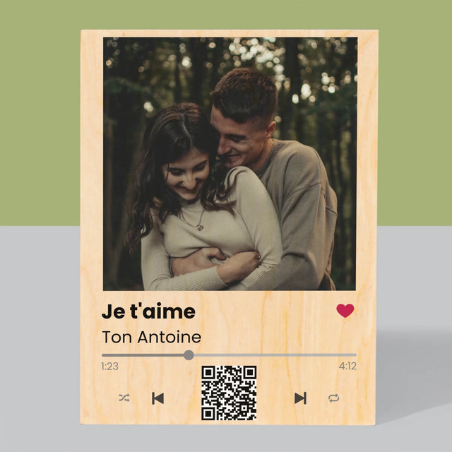 La Photo Et Un Texte: Spotify Avec Code Qr - Impression Sur Bois