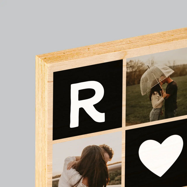 Le Collage Photo: Les Monogrammes D'Amour Avec Photos - Impression Sur Bois
