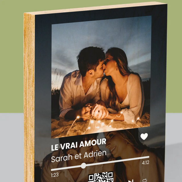 La Photo Et Un Texte: Spotify Avec Vos Photos Et Votre Code Qr - Impression Sur Bois