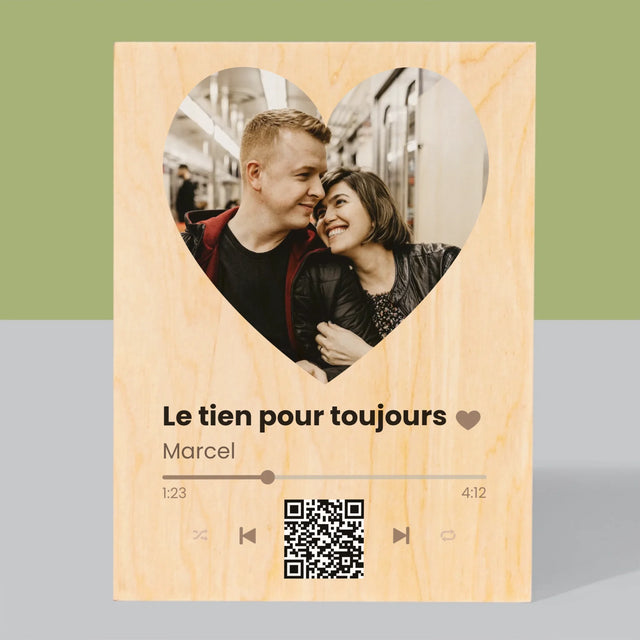 La Photo Et Un Texte: Notre Chanson Cœur Code Qr - Impression Sur Bois