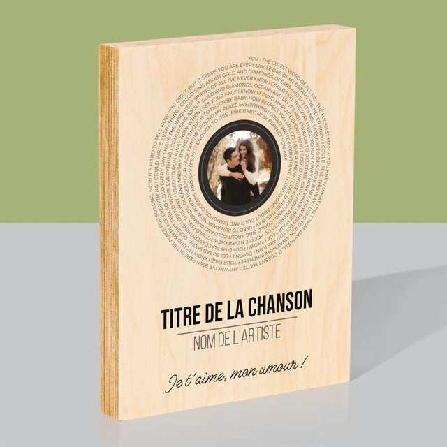 La Photo Et Un Texte: Paroles De Chansons Sur L'Album - Impression Sur Bois