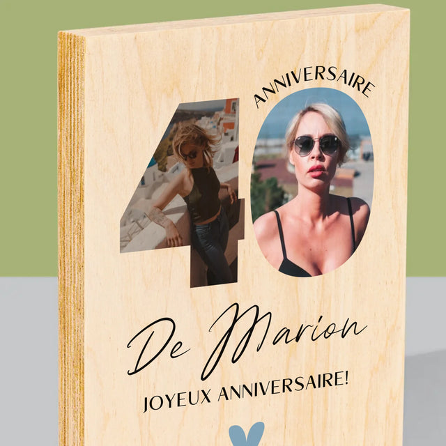 Collage Photo De Lettre: 40 Ans, Des Beaux Moments - Impression Sur Bois